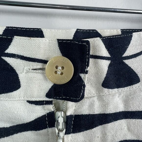 Louis Feraud Vintage Kite String Bow Pencil Skirt 16 Cream Black Linen blend - Picture 13 of 15